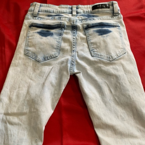 Black Premium Skinny Flex Distressed Jeans RN 70829 Zipper Legs Light Wash 32x30 - Picture 3 of 9